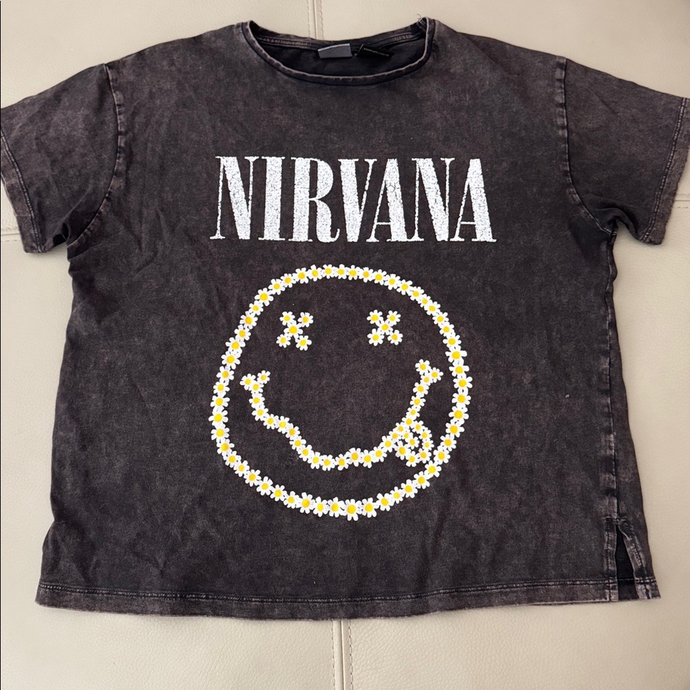 Nirvana x Zara printed graphic t shirt kids girls 13-14